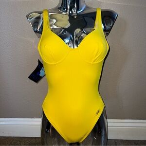 NWT 90s Vintage Yellow One Piece Bikini